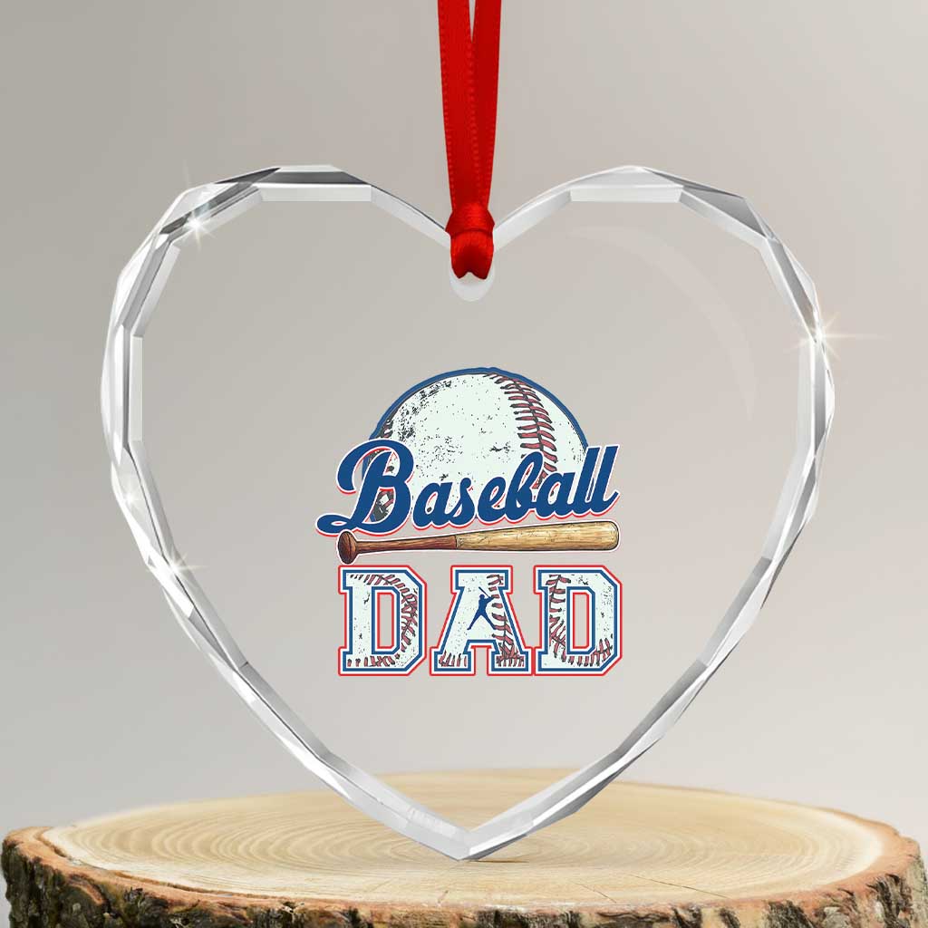 Baseball Dad Heart Crystal Glass Ornament Baseball Sport Lovers For Father's Day TS02 Transparent Glass 3'' Heart Print Your Wear