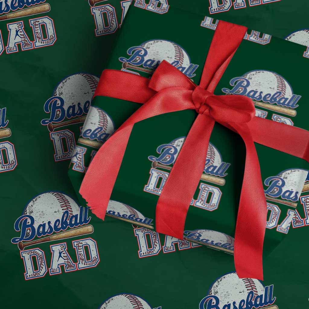 Baseball Dad Wrapping Paper Roll Baseball Sport Lovers For Father's Day TS02 Green Print Your Wear