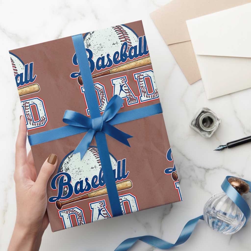 Baseball Dad Wrapping Paper Roll Baseball Sport Lovers For Father's Day TS02 Mocha Print Your Wear