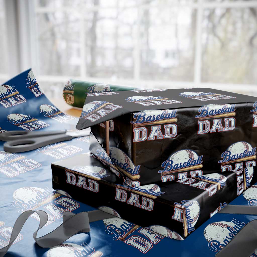 Baseball Dad Wrapping Paper Roll Baseball Sport Lovers For Father's Day TS02 Black Print Your Wear