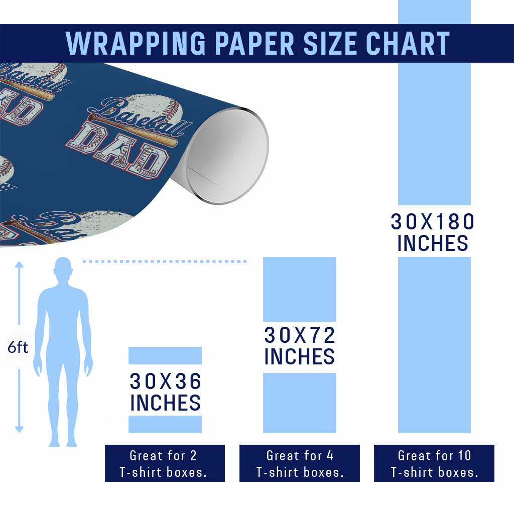 Baseball Dad Wrapping Paper Roll Baseball Sport Lovers For Father's Day TS02 Print Your Wear