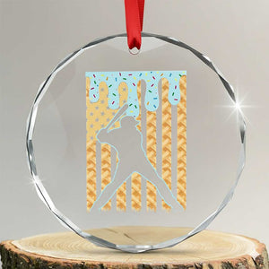 Baseball Drip Crystal Glass Ornament Dripping Ice Cream Sprinkles American Flag Boys TS10 Transparent Glass 3'' Circle Print Your Wear