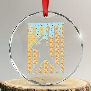 Baseball Drip Crystal Glass Ornament Dripping Ice Cream Sprinkles American Flag Boys TS10 Transparent Glass 3'' Circle Print Your Wear