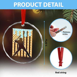Baseball Drip Crystal Glass Ornament Dripping Ice Cream Sprinkles American Flag Boys TS10 Print Your Wear