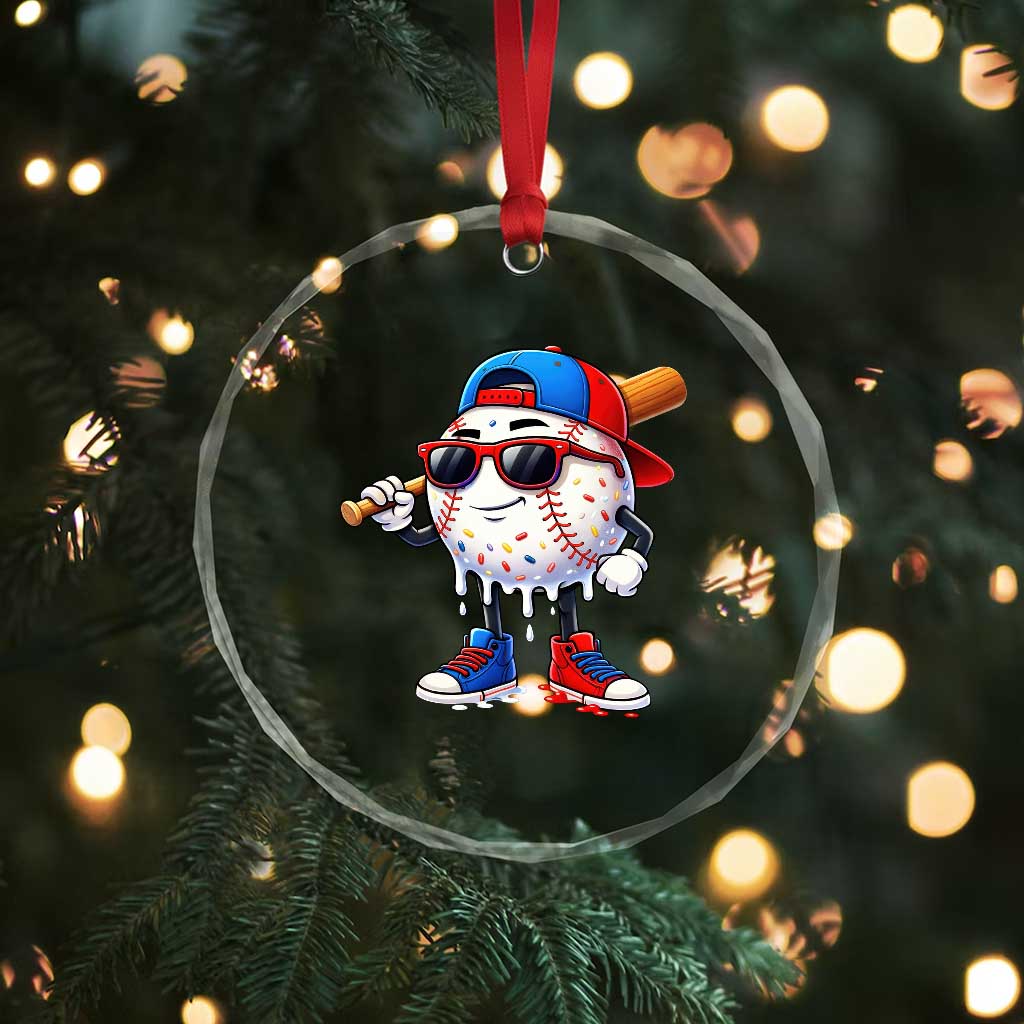 Baseball Drip Ice Cream Crystal Glass Ornament Youth Drip Baseball Boys Kid Red White And Blue TS10 Print Your Wear