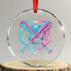 Baseball Drip Ice Cream Dripping Crystal Glass Ornament TS02 Transparent Glass 3'' Circle Print Your Wear