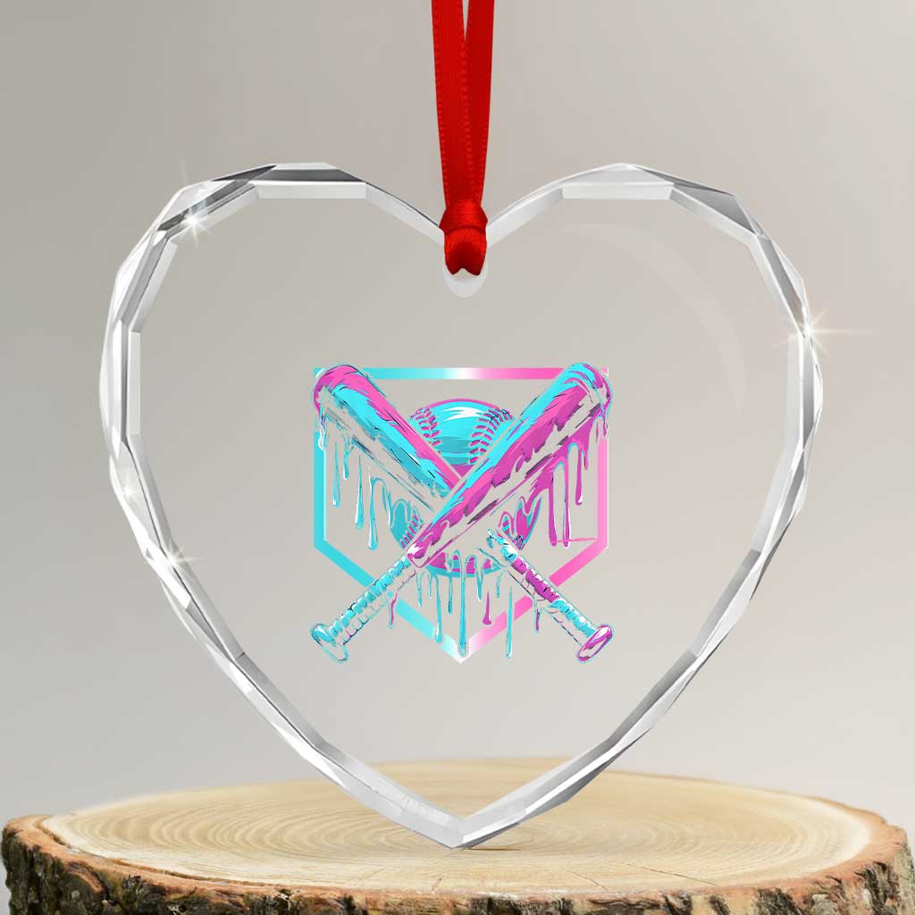 Baseball Drip Ice Cream Dripping Heart Crystal Glass Ornament TS02 Transparent Glass 3'' Heart Print Your Wear