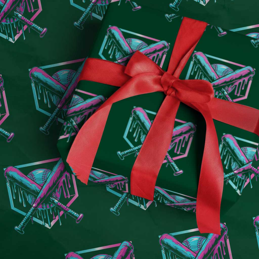 Baseball Drip Ice Cream Dripping Wrapping Paper Roll TS02 Green Print Your Wear