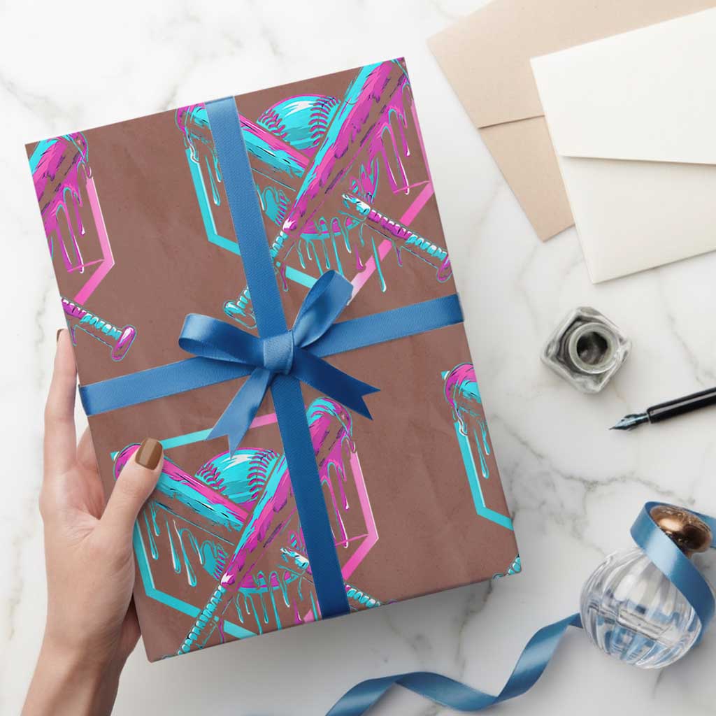 Baseball Drip Ice Cream Dripping Wrapping Paper Roll TS02 Mocha Print Your Wear