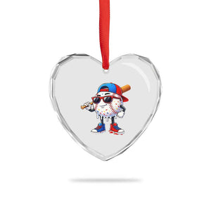 Baseball Drip Ice Cream Heart Crystal Glass Ornament Youth Drip Baseball Boys Kid Red White And Blue TS10 Print Your Wear