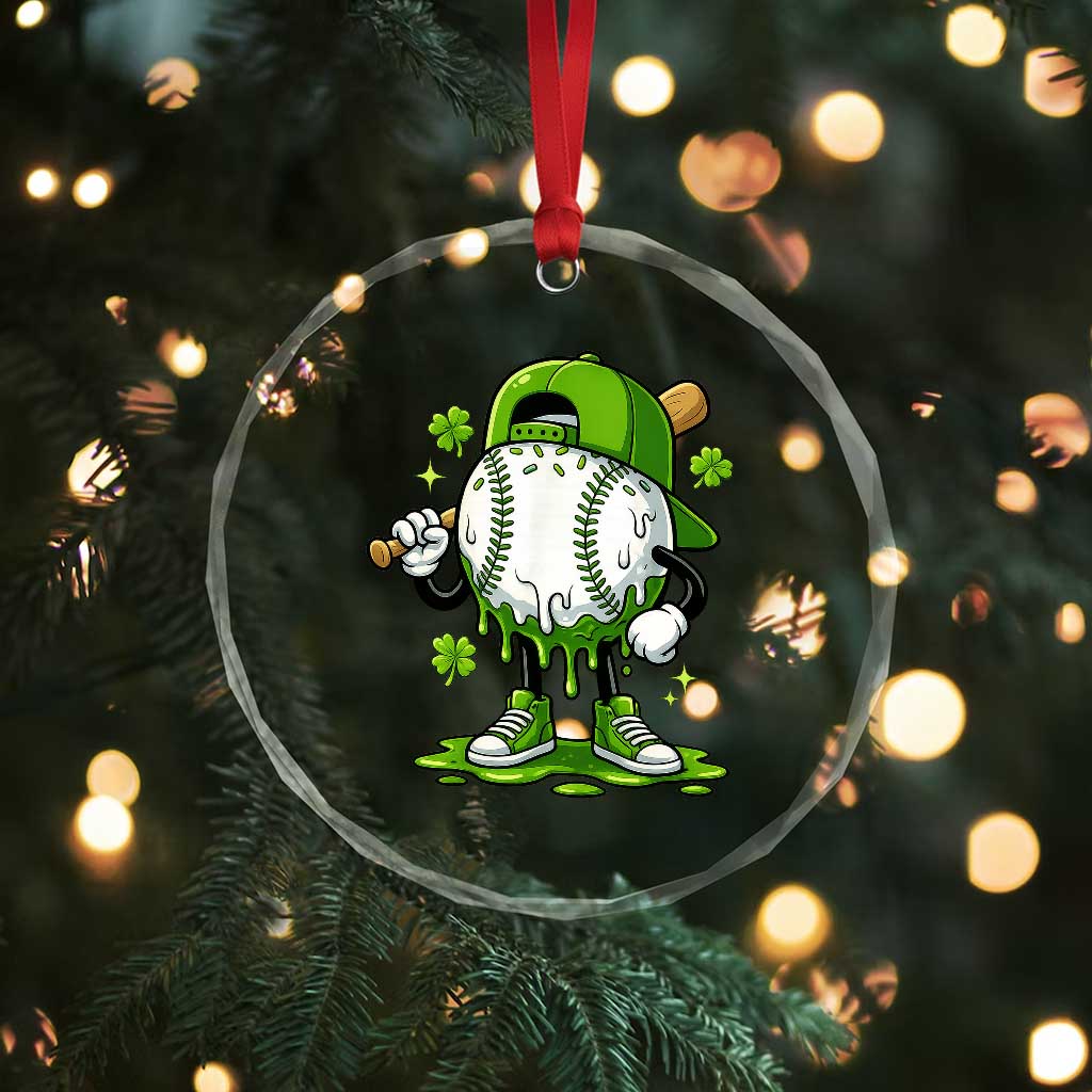 Baseball Drip Icecream Crystal Glass Ornament Youth Boy St Patricks Day Shamrock Green TS10 Print Your Wear