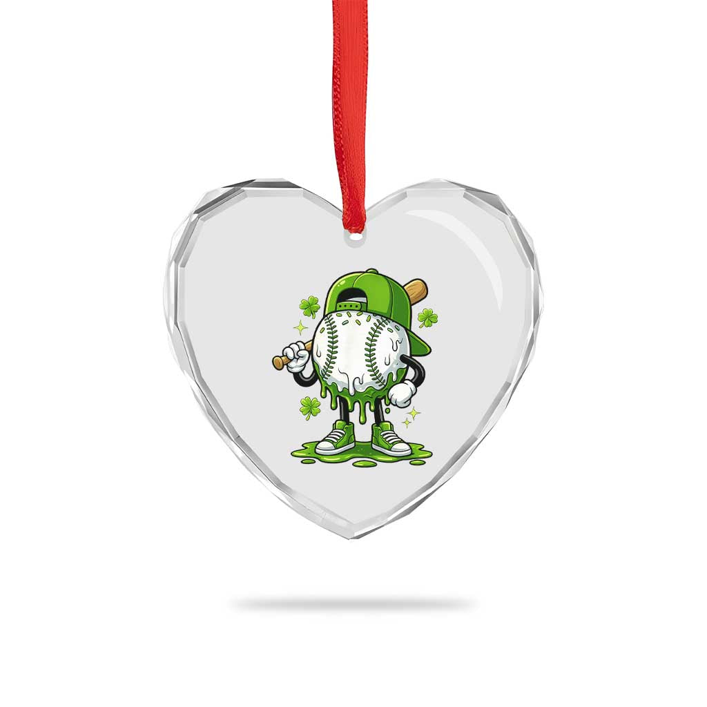 Baseball Drip Icecream Heart Crystal Glass Ornament Youth Boy St Patricks Day Shamrock Green TS10 Print Your Wear