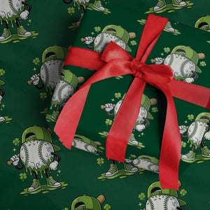 Baseball Drip Icecream Wrapping Paper Roll Youth Boy St Patricks Day Shamrock Green TS10 Green Print Your Wear