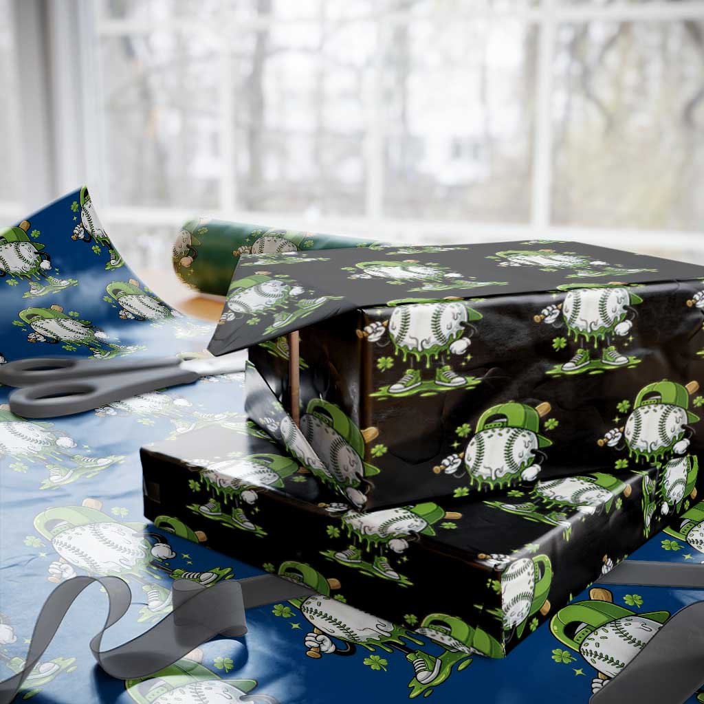 Baseball Drip Icecream Wrapping Paper Roll Youth Boy St Patricks Day Shamrock Green TS10 Black Print Your Wear