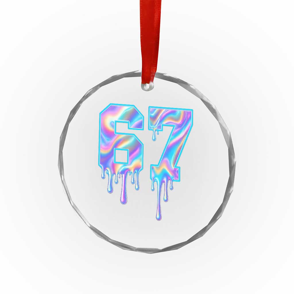 Baseball Drip Number 67 Player Crystal Glass Ornament Funny Six Seven Meme 67th Birthday Holographic Dripping TS10 Print Your Wear