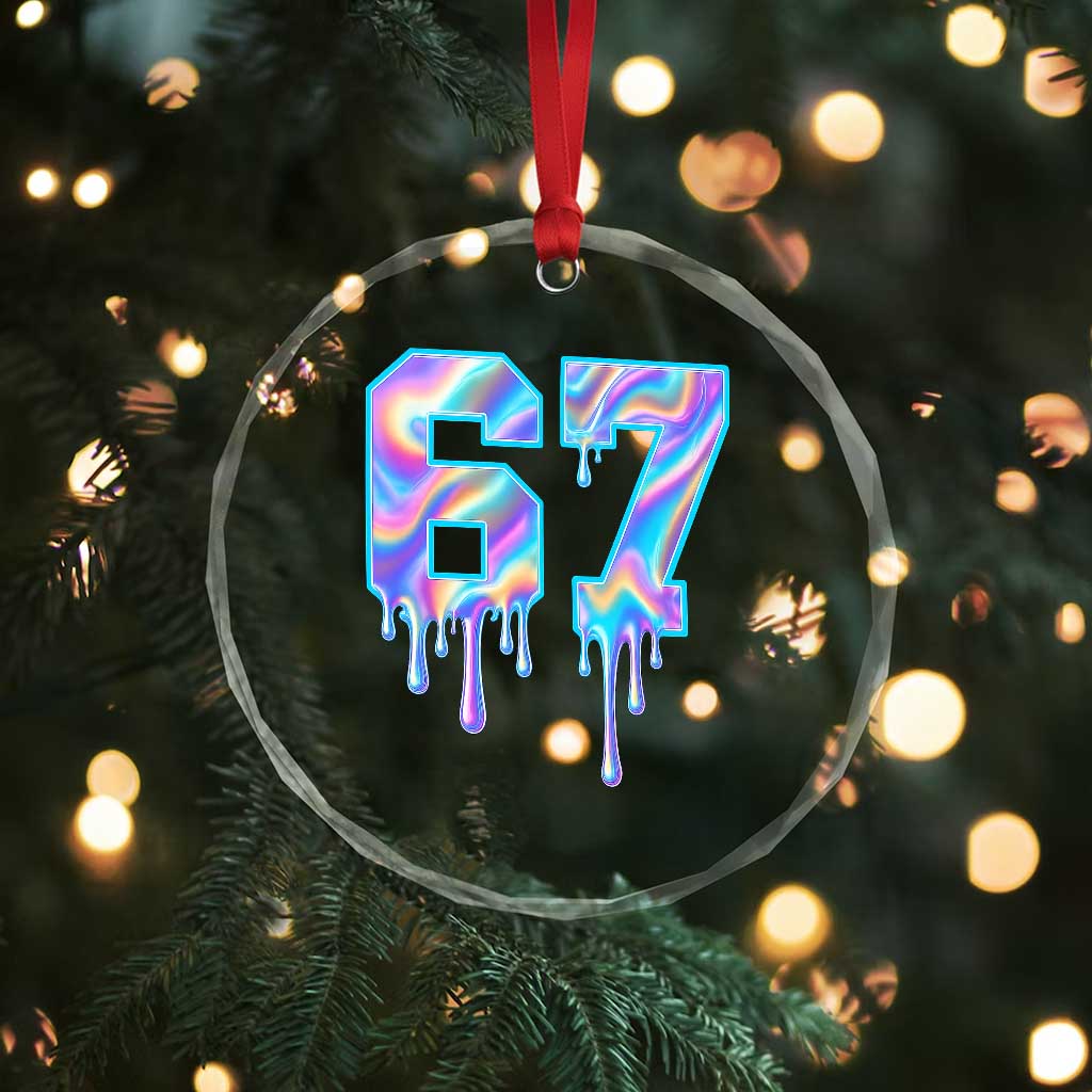 Baseball Drip Number 67 Player Crystal Glass Ornament Funny Six Seven Meme 67th Birthday Holographic Dripping TS10 Print Your Wear