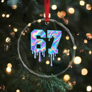 Baseball Drip Number 67 Player Crystal Glass Ornament Funny Six Seven Meme 67th Birthday Holographic Dripping TS10 Print Your Wear