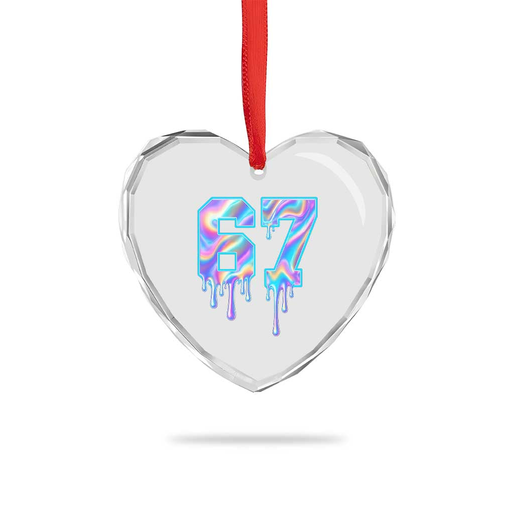 Baseball Drip Number 67 Player Heart Crystal Glass Ornament Funny Six Seven Meme 67th Birthday Holographic Dripping TS10 Print Your Wear