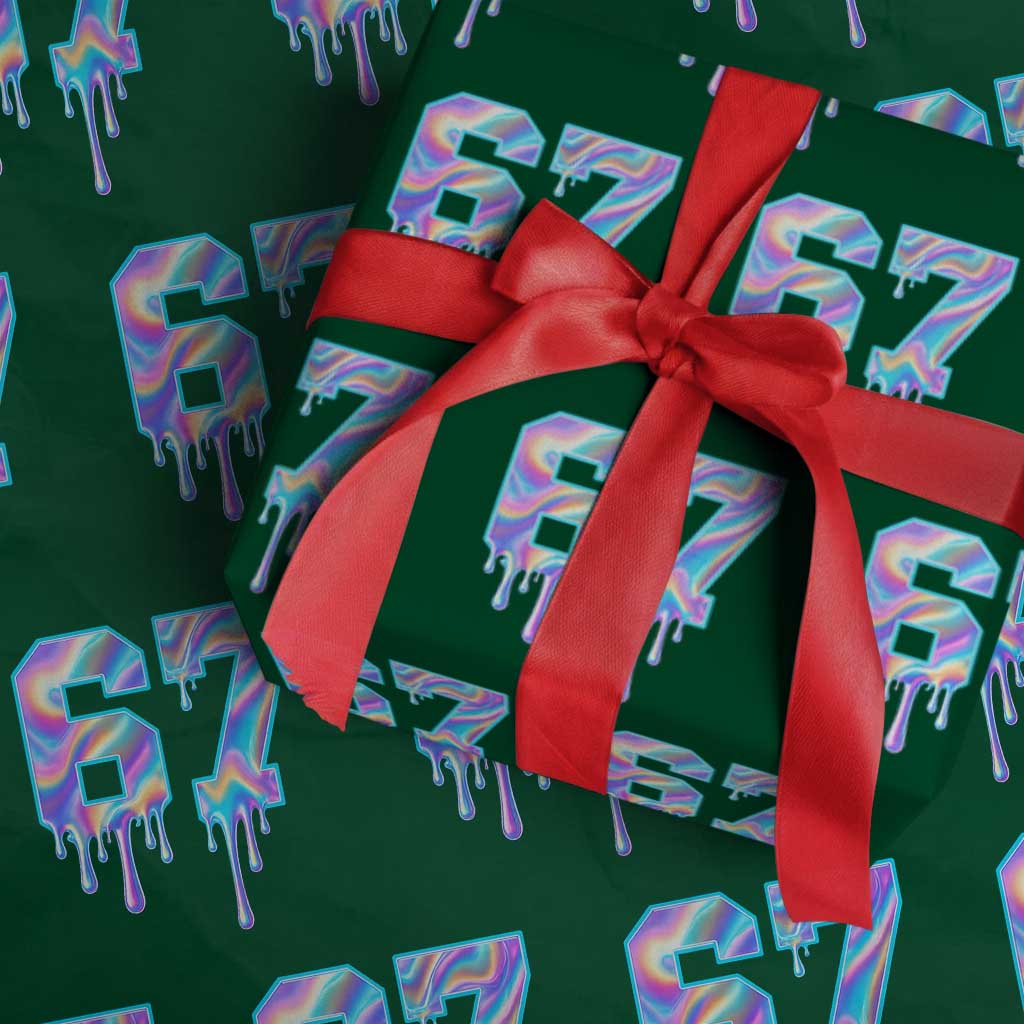 Baseball Drip Number 67 Player Wrapping Paper Roll Funny Six Seven Meme 67th Birthday Holographic Dripping TS10 Green Print Your Wear