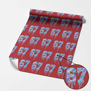Baseball Drip Number 67 Player Wrapping Paper Roll Funny Six Seven Meme 67th Birthday Holographic Dripping TS10 Red Print Your Wear