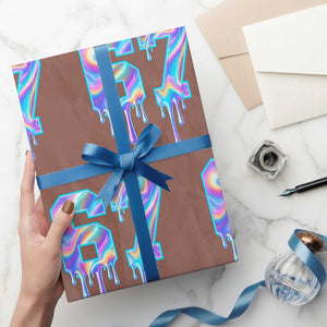 Baseball Drip Number 67 Player Wrapping Paper Roll Funny Six Seven Meme 67th Birthday Holographic Dripping TS10 Mocha Print Your Wear