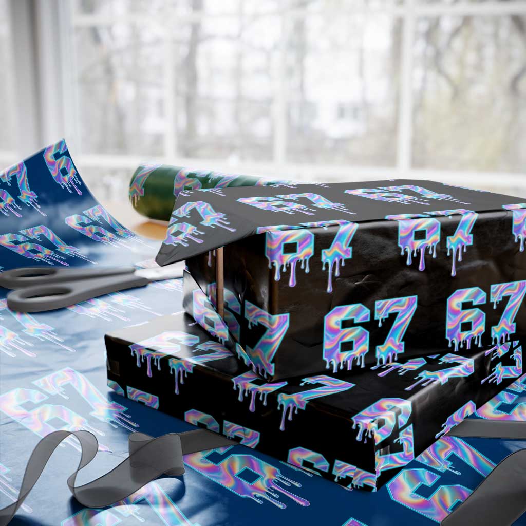 Baseball Drip Number 67 Player Wrapping Paper Roll Funny Six Seven Meme 67th Birthday Holographic Dripping TS10 Black Print Your Wear