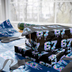 Baseball Drip Number 67 Player Wrapping Paper Roll Funny Six Seven Meme 67th Birthday Holographic Dripping TS10 Black Print Your Wear