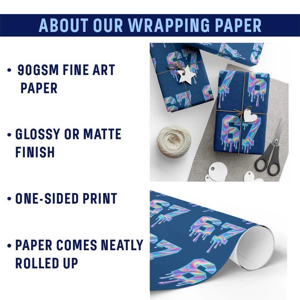 Baseball Drip Number 67 Player Wrapping Paper Roll Funny Six Seven Meme 67th Birthday Holographic Dripping TS10 Print Your Wear
