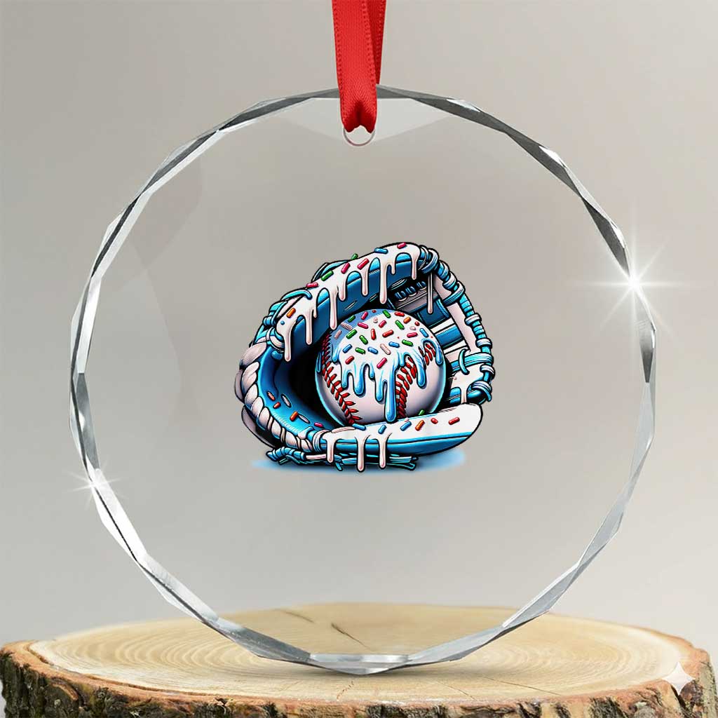 Baseball Drip Sprinkles Ice Cream Crystal Glass Ornament Ball and Glove Dripping TS02 Transparent Glass 3'' Circle Print Your Wear