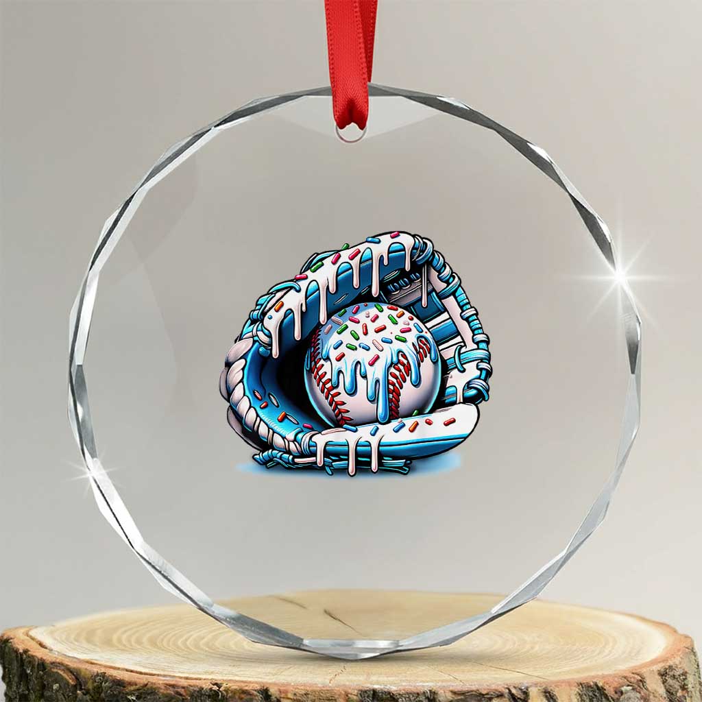 Baseball Drip Sprinkles Ice Cream Crystal Glass Ornament Ball and Glove Dripping TS02 Transparent Glass 3'' Circle Print Your Wear