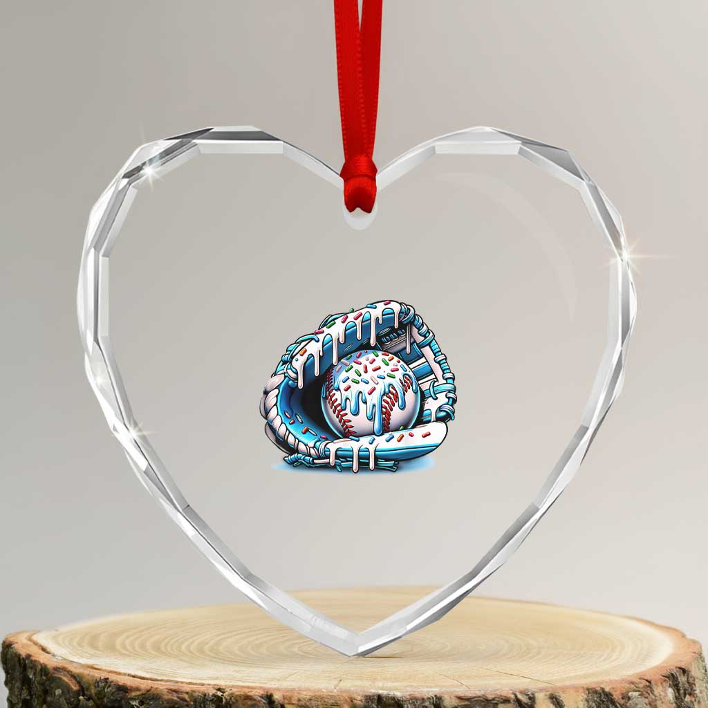 Baseball Drip Sprinkles Ice Cream Heart Crystal Glass Ornament Ball and Glove Dripping TS02 Transparent Glass 3'' Heart Print Your Wear
