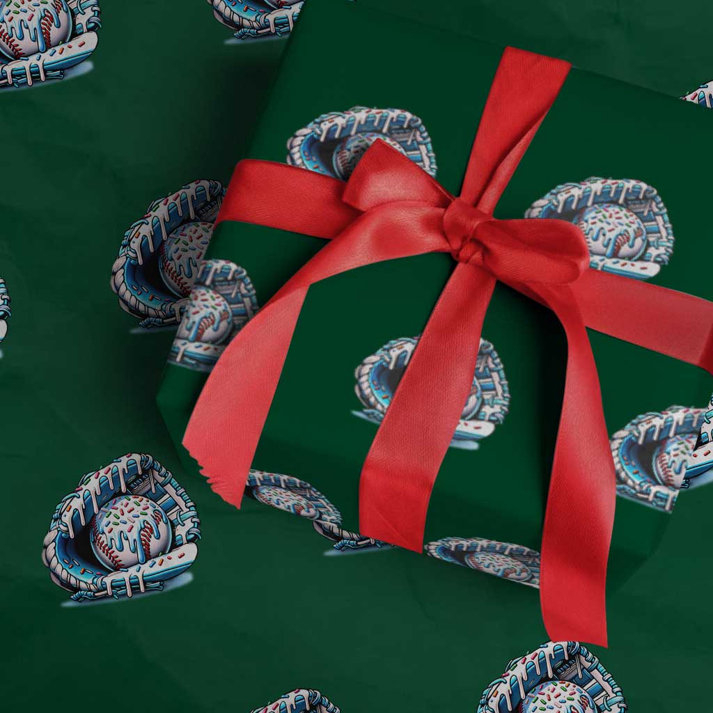 Baseball Drip Sprinkles Ice Cream Wrapping Paper Roll Ball and Glove Dripping TS02 Green Print Your Wear