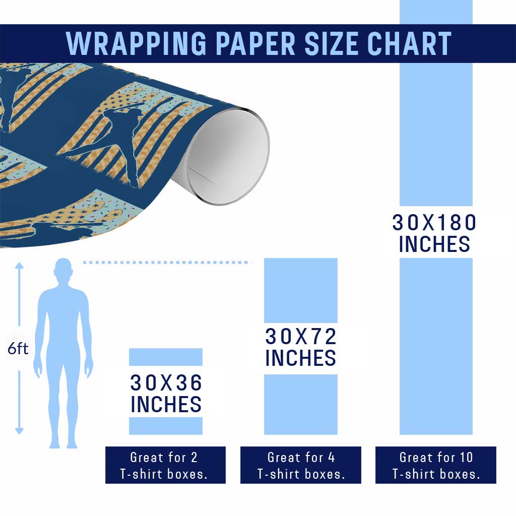 Baseball Drip Wrapping Paper Roll Dripping Ice Cream Sprinkles American Flag Boys TS10 Print Your Wear