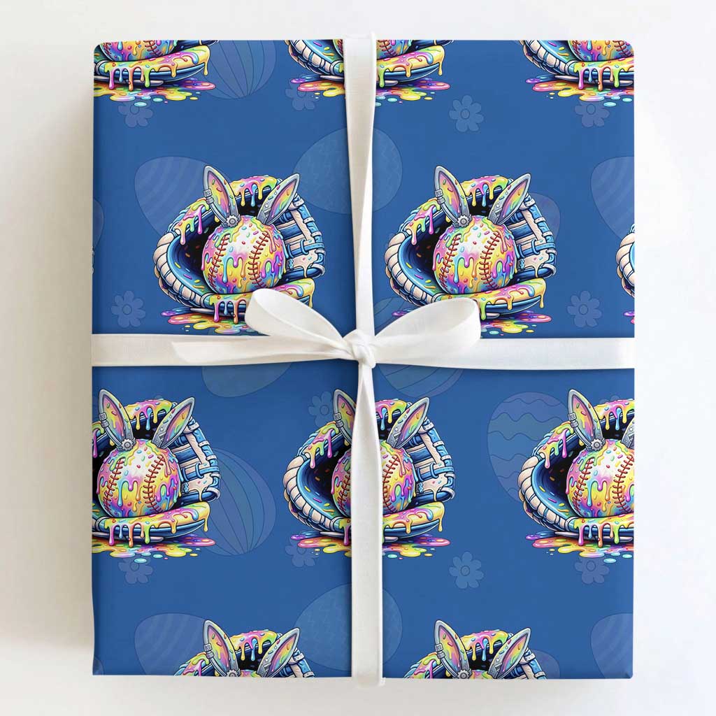 Baseball Easter Wrapping Paper Roll Drip Ice Cream Sprinkles Baseball Glove TS14 Royal Blue Print Your Wear