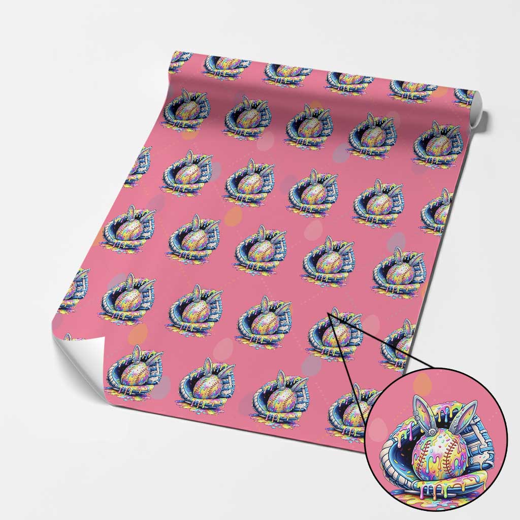 Baseball Easter Wrapping Paper Roll Drip Ice Cream Sprinkles Baseball Glove TS14 Pink Print Your Wear
