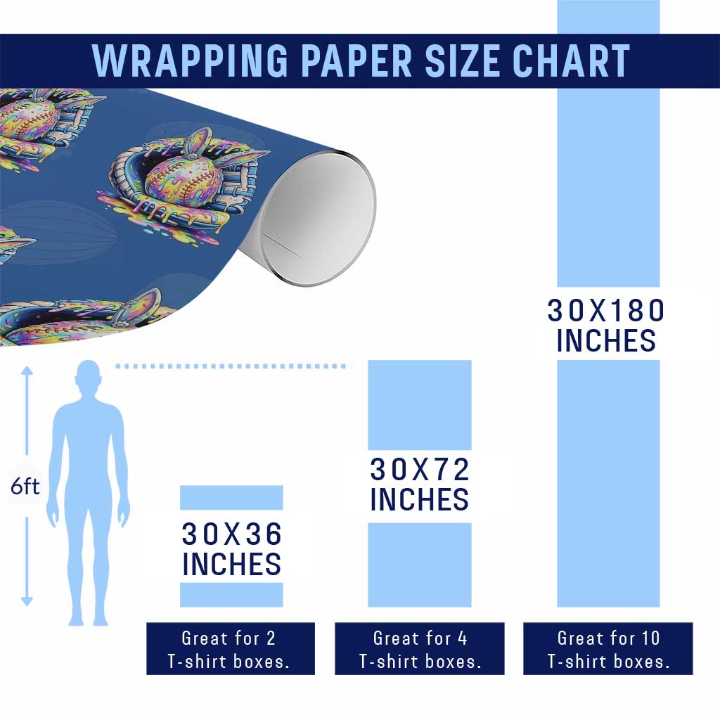Baseball Easter Wrapping Paper Roll Drip Ice Cream Sprinkles Baseball Glove TS14 Print Your Wear