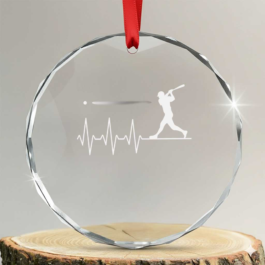 Baseball Heartbeat Line Crystal Glass Ornament Vintage Sports Lover Gift TS12 Transparent Glass 3'' Circle Print Your Wear