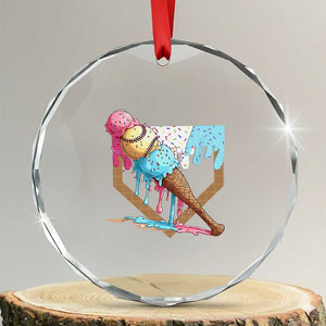 Baseball Home Ice Cream Dripping Crystal Glass Ornament TS02 Transparent Glass 3'' Circle Print Your Wear