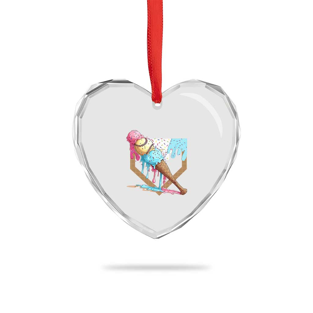 Baseball Home Ice Cream Dripping Heart Crystal Glass Ornament TS02 Print Your Wear
