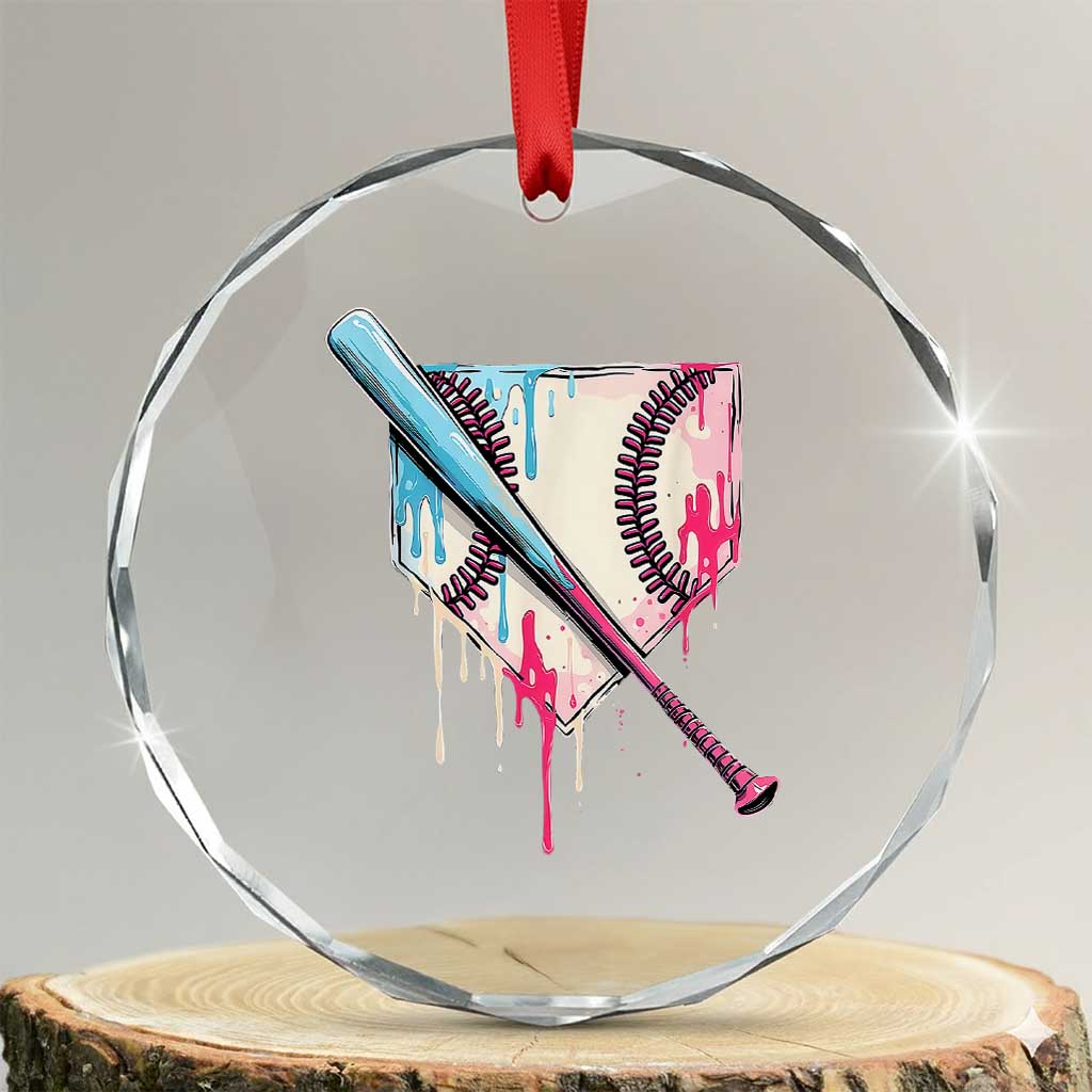 Baseball Home Plate Drip With Sprinkles Crystal Glass Ornament TS02 Transparent Glass 3'' Circle Print Your Wear