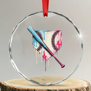 Baseball Home Plate Drip With Sprinkles Crystal Glass Ornament TS02 Transparent Glass 3'' Circle Print Your Wear