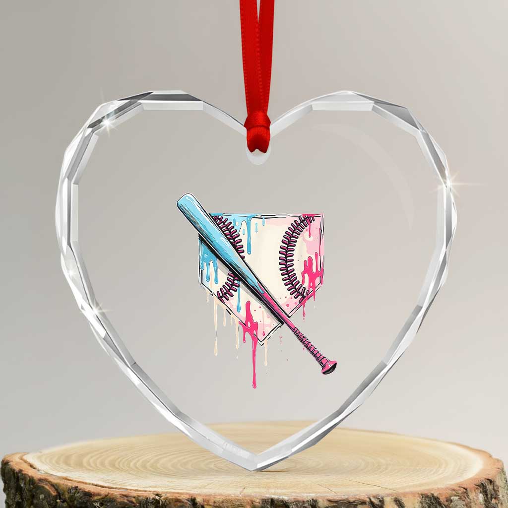 Baseball Home Plate Drip With Sprinkles Heart Crystal Glass Ornament TS02 Transparent Glass 3'' Heart Print Your Wear