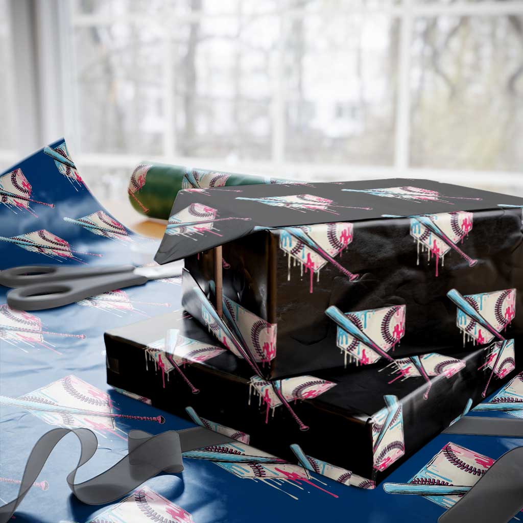 Baseball Home Plate Drip With Sprinkles Wrapping Paper Roll TS02 Black Print Your Wear