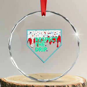 Baseball Home Plate Dripping Ice Cream Crystal Glass Ornament Respect The Drip Social Club Sprinkles TS02 Transparent Glass 3'' Circle Print Your Wear