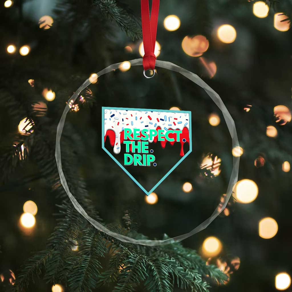 Baseball Home Plate Dripping Ice Cream Crystal Glass Ornament Respect The Drip Social Club Sprinkles TS02 Print Your Wear