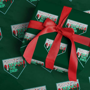Baseball Home Plate Dripping Ice Cream Wrapping Paper Roll Respect The Drip Social Club Sprinkles TS02 Green Print Your Wear