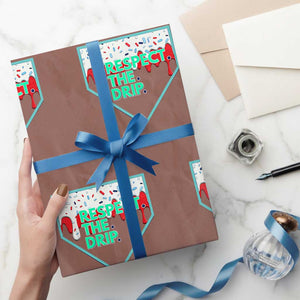 Baseball Home Plate Dripping Ice Cream Wrapping Paper Roll Respect The Drip Social Club Sprinkles TS02 Mocha Print Your Wear