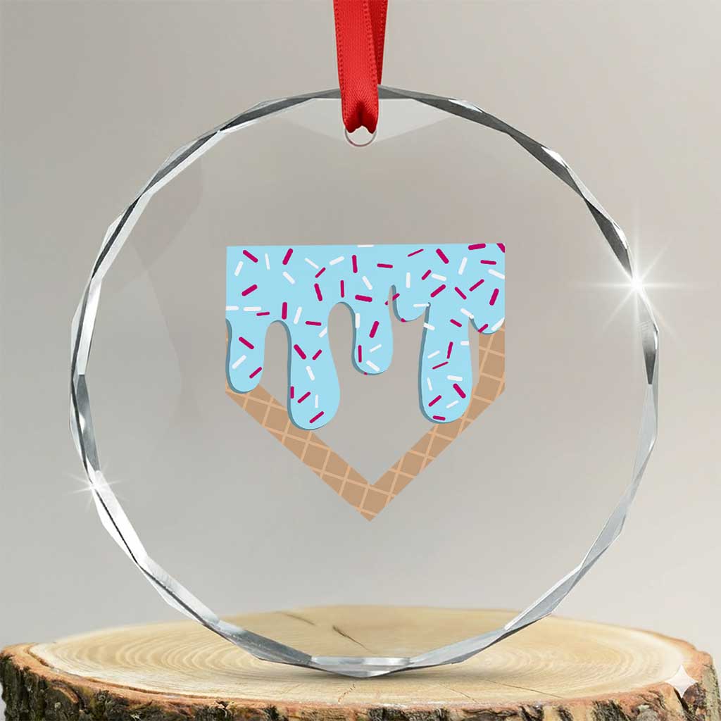 Baseball Ice Cream Dripping Crystal Glass Ornament Home Plate Drip TS02 Transparent Glass 3'' Circle Print Your Wear