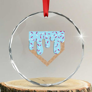 Baseball Ice Cream Dripping Crystal Glass Ornament Home Plate Drip TS02 Transparent Glass 3'' Circle Print Your Wear