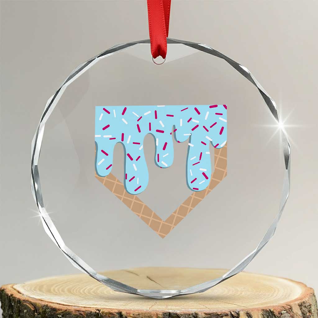 Baseball Ice Cream Dripping Crystal Glass Ornament Home Plate Drip TS02 Transparent Glass 3'' Circle Print Your Wear